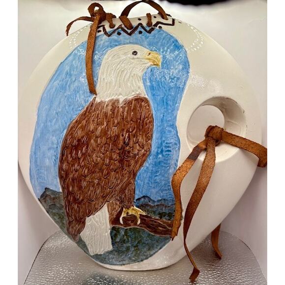 Hand Crafted Other - Vintage Native American Eagle Pottery Vase Water Jug 10.5" x 9.75"